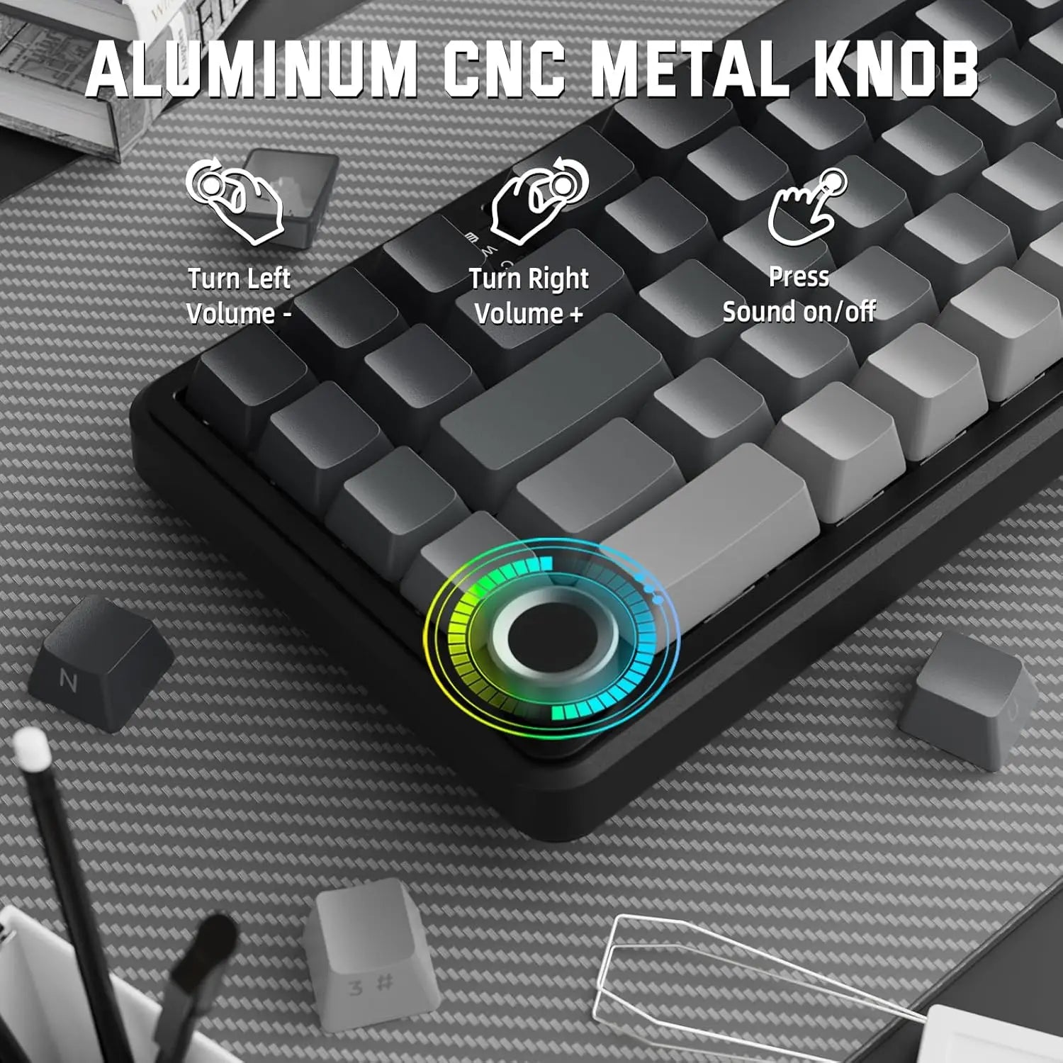 ATTACK SHARK X66 65% Wireless Mechanical Keyboard with Knob, 66 Keys Gasket Hot Swap RGB Gaming Keyboard, Linear Switch,