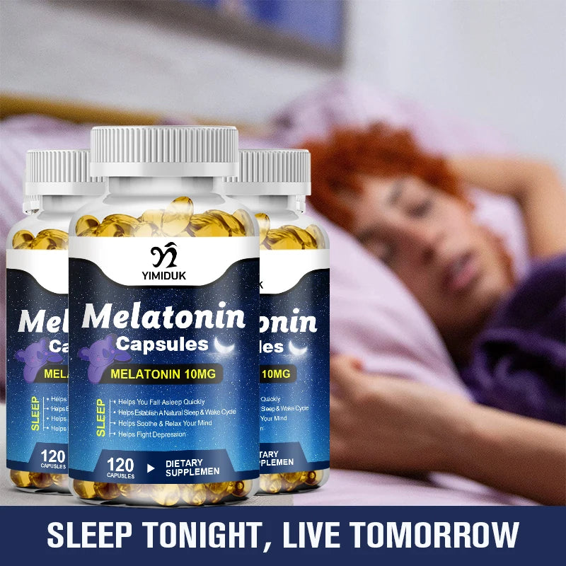 Melatonin 10mg, Sleep Dietary Supplement, No Habit, Deep Sleep Contains Melatonin - Healthy Sleep - 120 Capsules