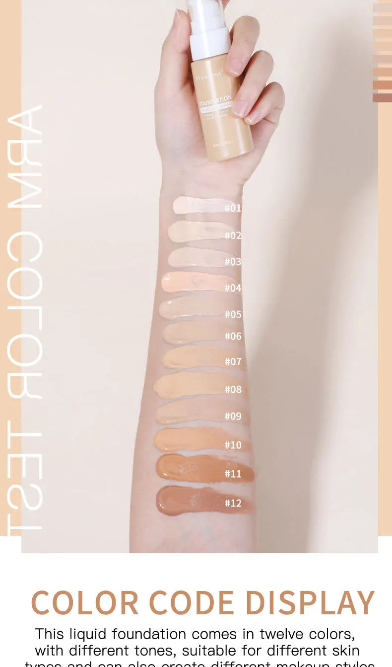 Tidesmit 12 color liquid foundation powder offering high coverage long lasting moisturizing face makeup texture view