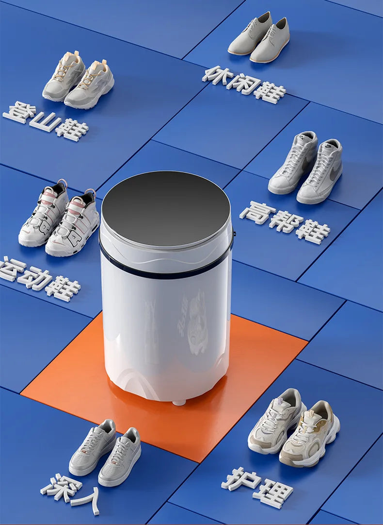 Tidesmit P4-3 mini automatic shoe washing machine for home footwear and sock cleaning side angle view