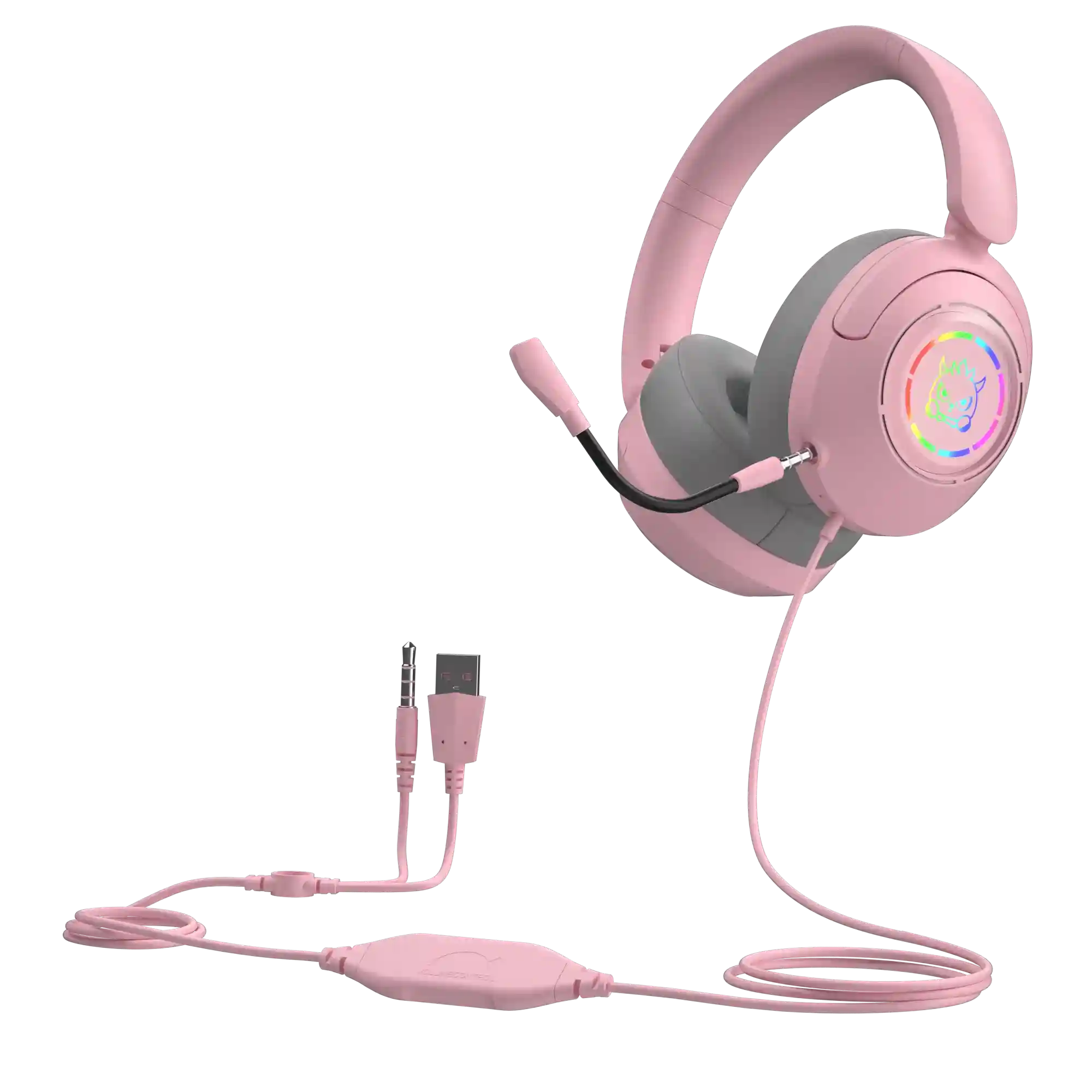 Wired Gaming Headset with Noise Cancelling Mic - Over-Ear Design Pink Tidesmit