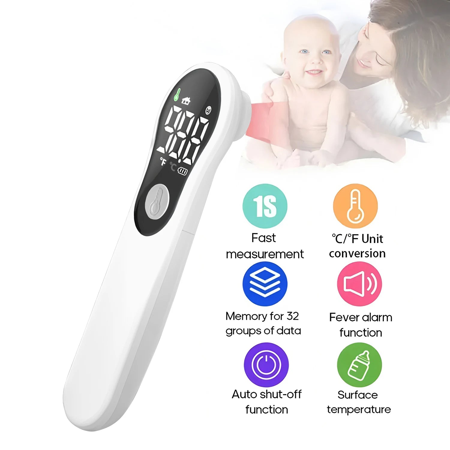 Digital Infrared Fever Thermometer Medical Household Infant Adult Forehead Non-contact Body Temperature Ear Thermometer