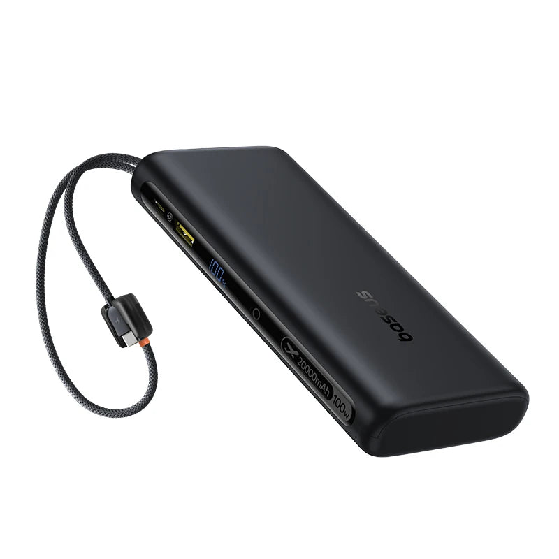 20000mAh 100W Fast Charging Power Bank with Integrated Cables Tidesmit
