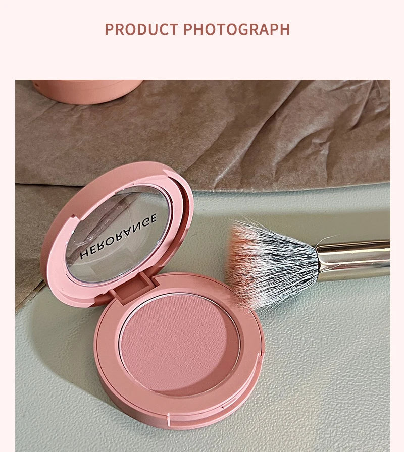 Tidesmit Herorange monochrome peach orange matte blush powder texture close-up for natural soft focus face makeup