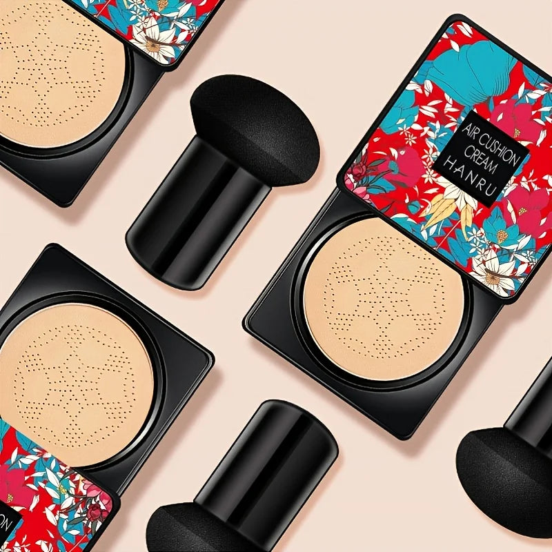 Tidesmit Hanru mushroom air cushion BB cream texture close-up showing moisturizing lightweight face makeup finish