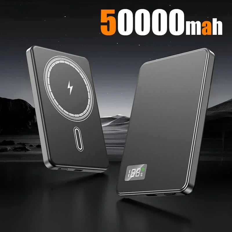 Magnetic Wireless Power Bank 50000mAh 120W Fast Charge for Devices Grey-50000mAh Tidesmit