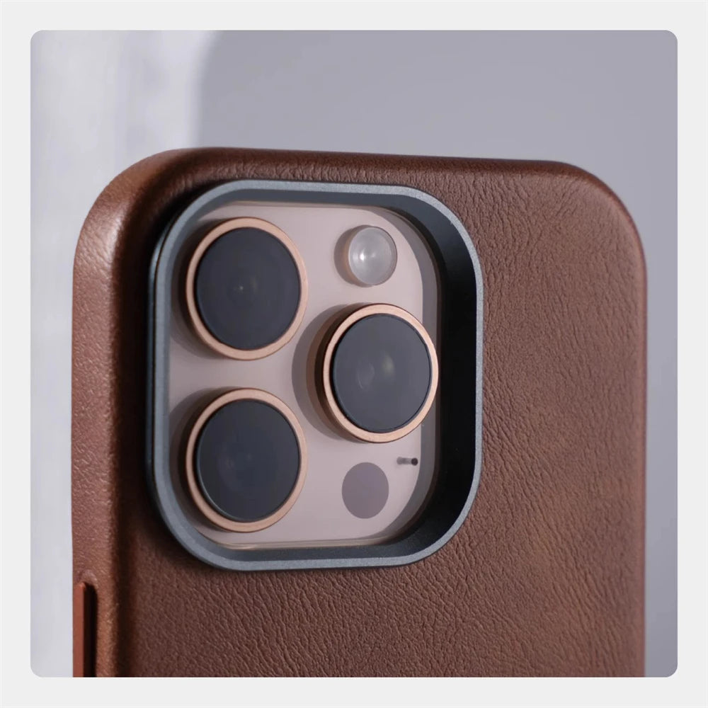 Magnetic Leather Case for iPhone 17 Pro Max with Alloy Lens Protection Tidesmit