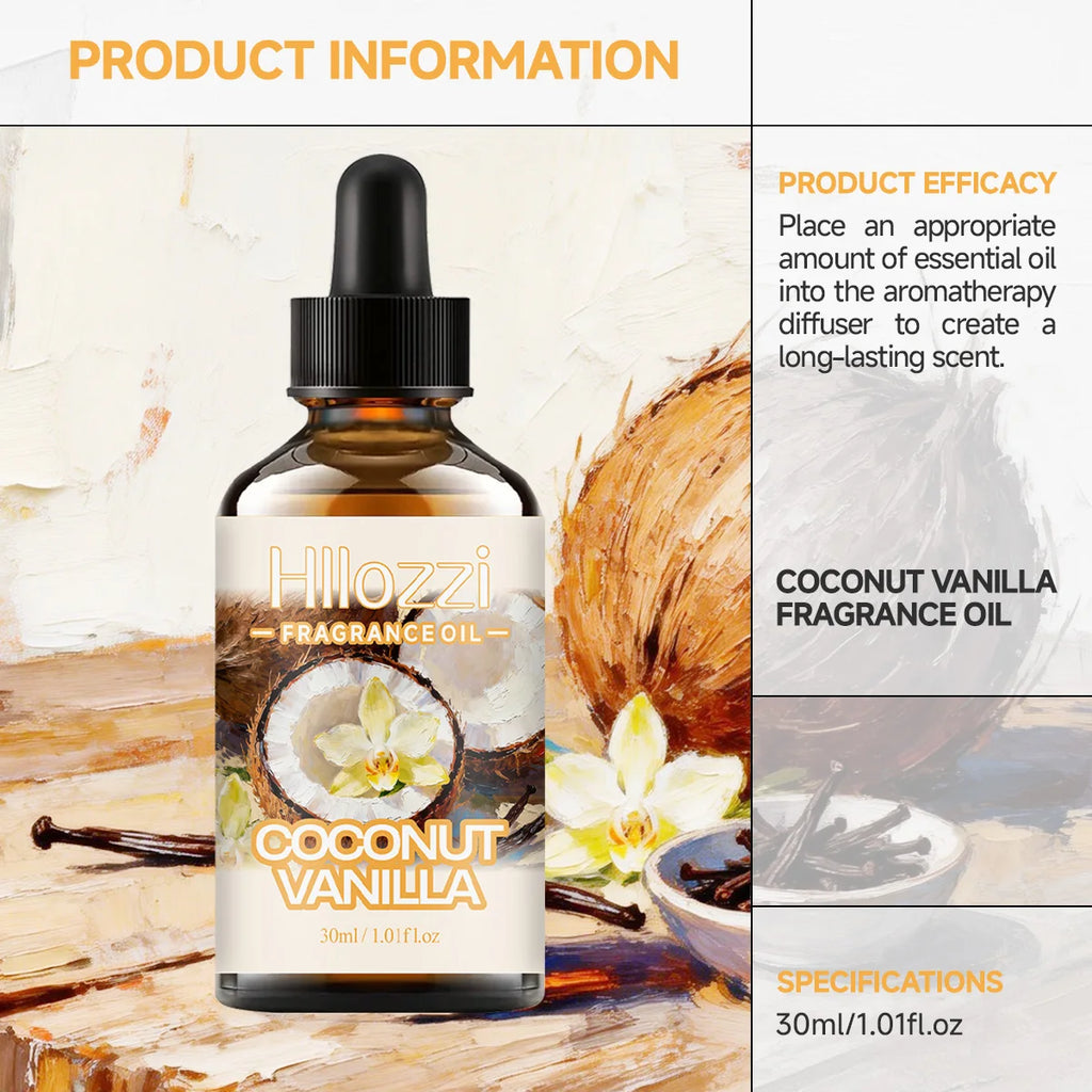 COCONUT VANILLA FRAGRANCE OIL: For aromatherapy, diffusing, fargrance and candle Scented Candle.