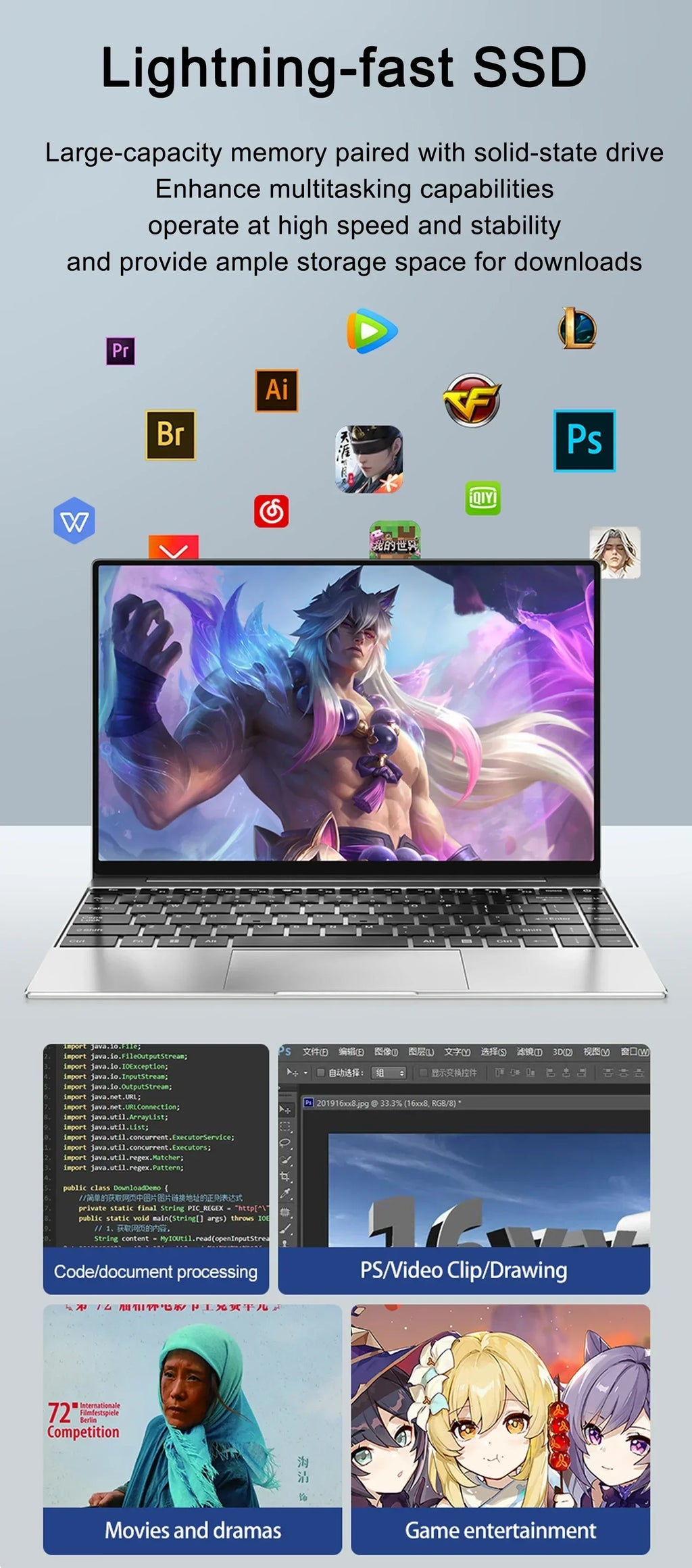 2026 New14.1 Inch Ultra Thin Laptop Intel N95 Win11 DDR4 2TB SSD Portable Slim Business Office Student Notebook PC 16GB 32GB RAM