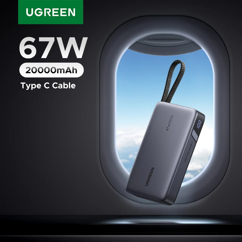 20000mAh Power Bank 67W Fast Charging Portable Charger with Built-in Cable Tidesmit