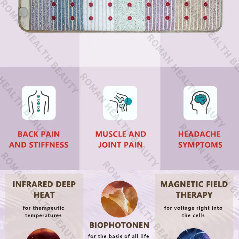 Far Infrared PEMF Bio-Crystal Mat 150x50cm - Heat Therapy Relief Body Shaping Massage Equipment Tidesmit
