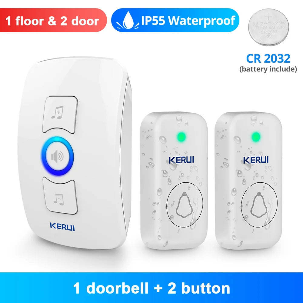 KERUI Wireless Doorbell Waterproof OutDoor Smart Home Door Bell Welcome Melodies Chime Kit LED Flash Security Alarm For House