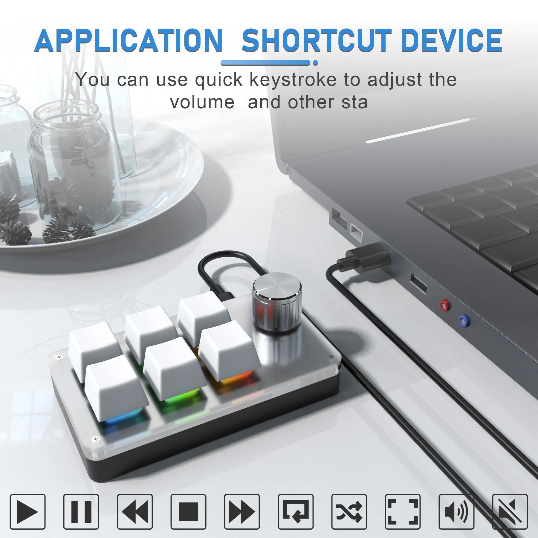 6 Keys 1 Mini Knob RGB Keyboard for Photoshop USB Mechanical Keyboard Gamer Macro Custom Keyboard Gaming Custom Programming Knob