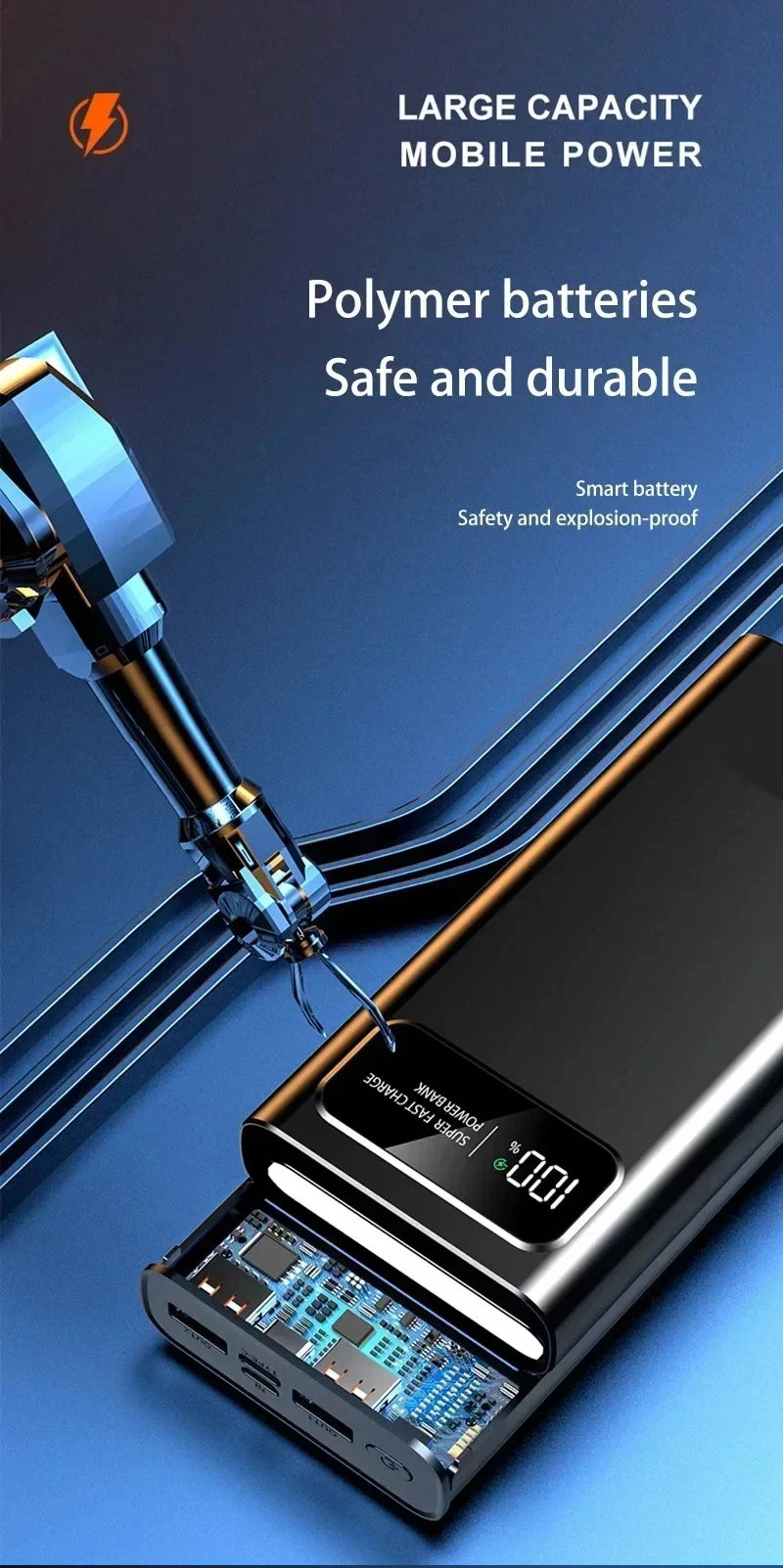 200000mAh Fast Charging Power Bank | 130W PD Portable Battery Tidesmit