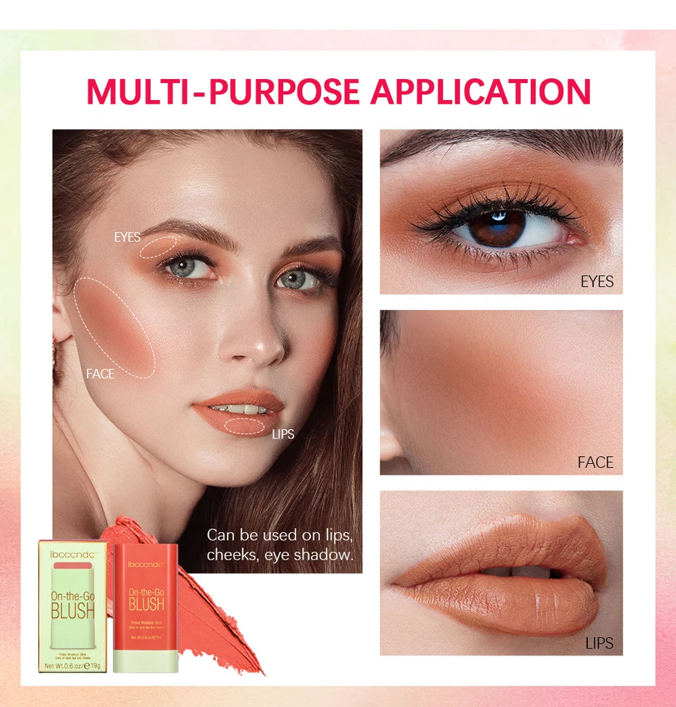 Tidesmit orange cream blush stick waterproof moisturizing long-lasting face makeup texture close-up