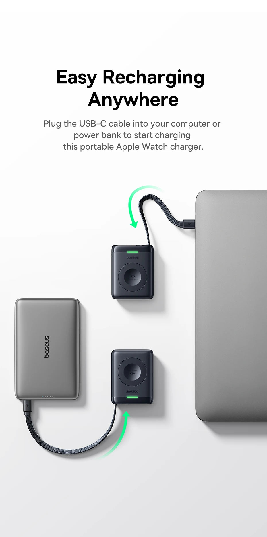 Magnetic Wireless Charger for Apple Watch - Fast USB-C Cable Tidesmit