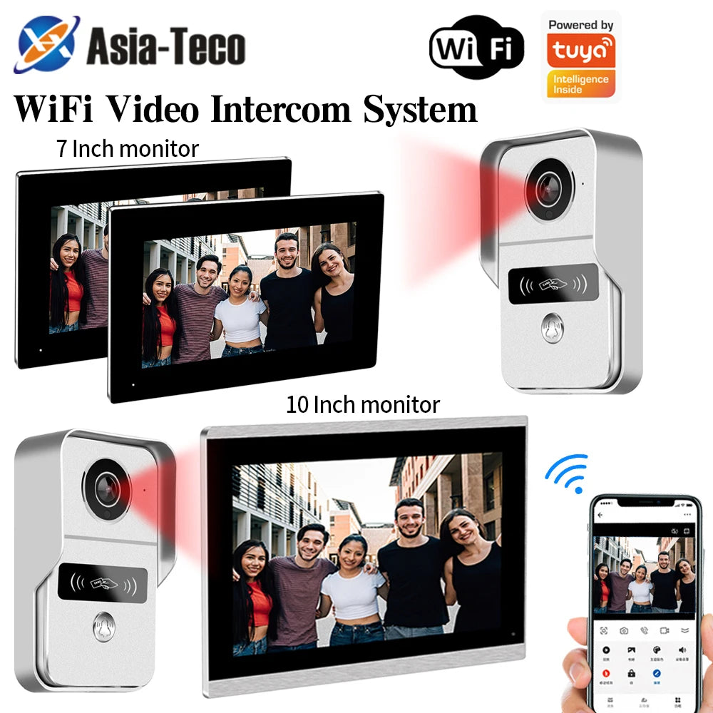 Support Tuya app WiFi visual intercom doorbell system 7/10 inch touch screen indoor monitoring intelligent villa home security