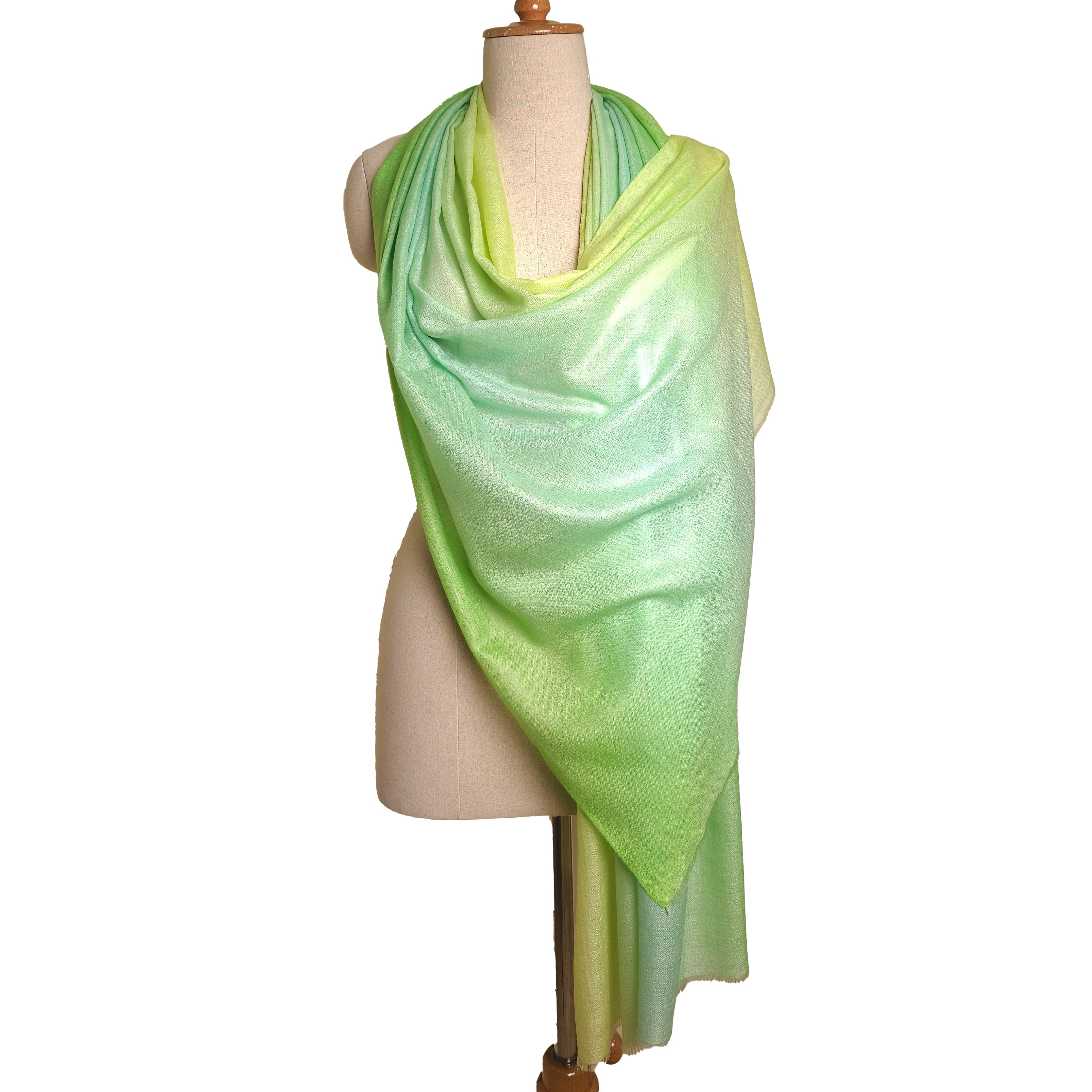 Autumn Ombre Dyed Three Color shaded Vintage Style Silk Long Women Shawl Scarf