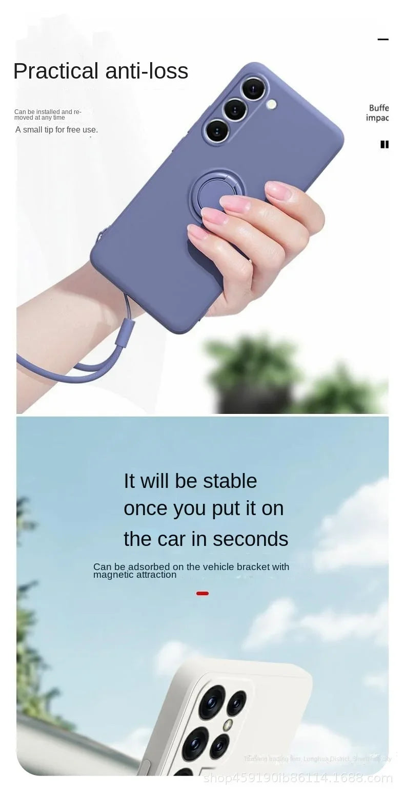 Magnetic Silicone Phone Case for Galaxy S25 with Ring Stand Tidesmit