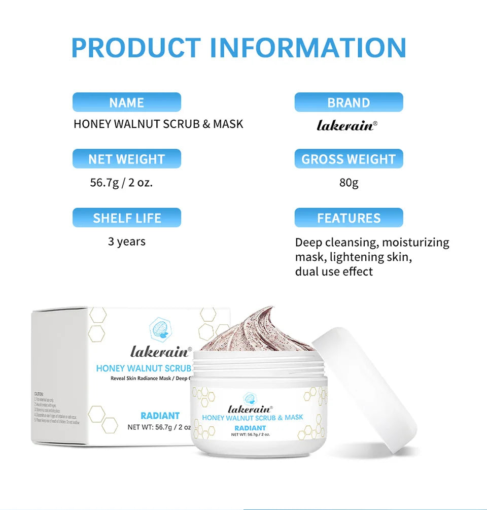 Honey Walnut Facial Scrub: Natural Exfoliating Mask Cream by Tidesmit Scrubs Treatments Tidesmit