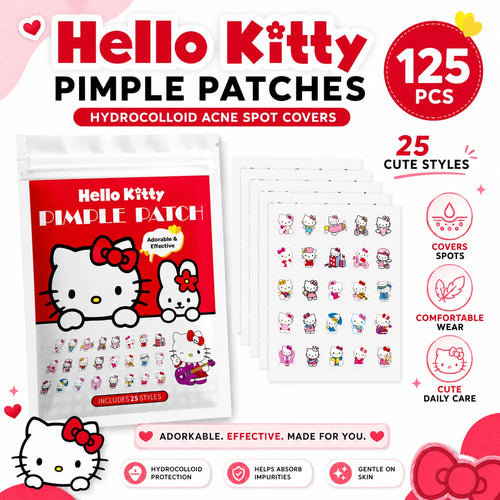 Hydrocolloid acne spot patches pack, 125 count, Hello Kitty themed sheets