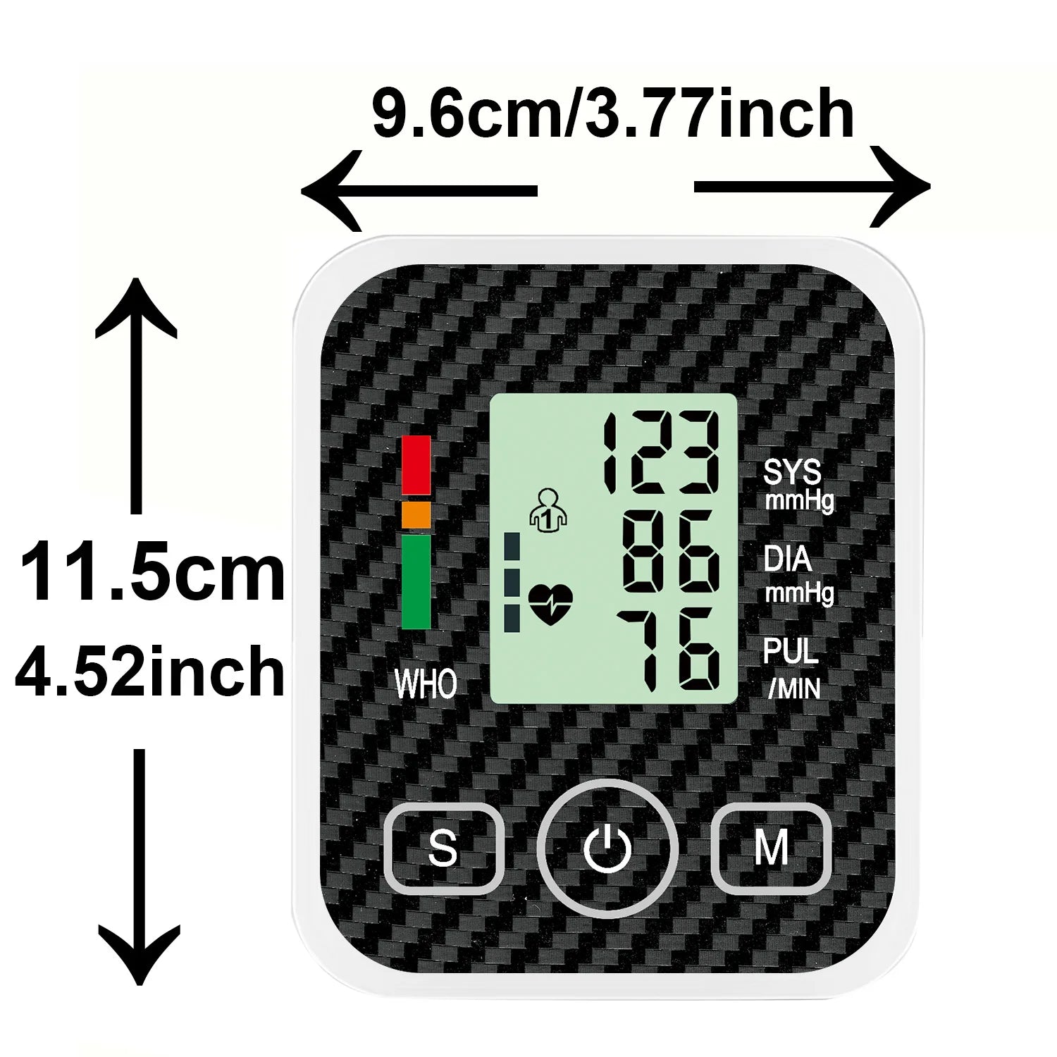 Upper Arm Blood Pressure Monitor with 36cm Cuff Automatic Digital Medical BP Tensiometer Heart Rate Detector Portable Home Care