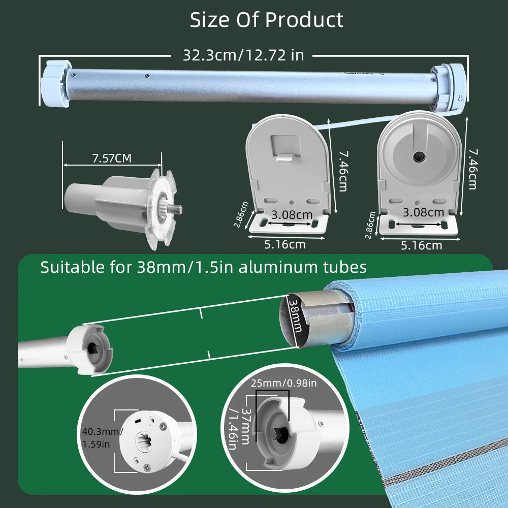 WiFi Roller Blind Motor for 38mm Tubes - App Controlled Smart Home Device Tidesmit