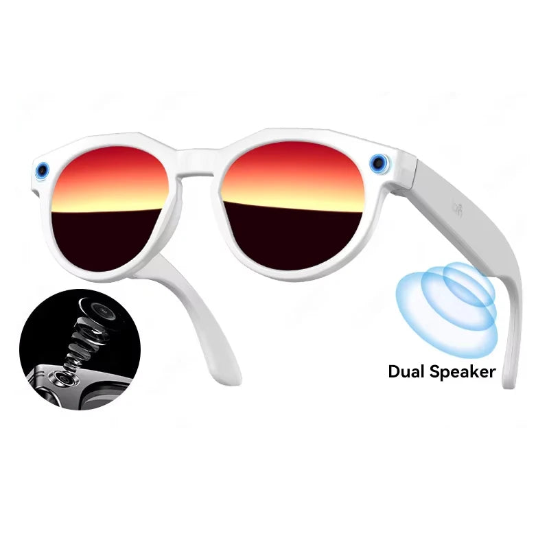 Tidesmit AI Smart Glasses: 8K Camera & Bluetooth Audio VR Headset Red coated mirror Tidesmit