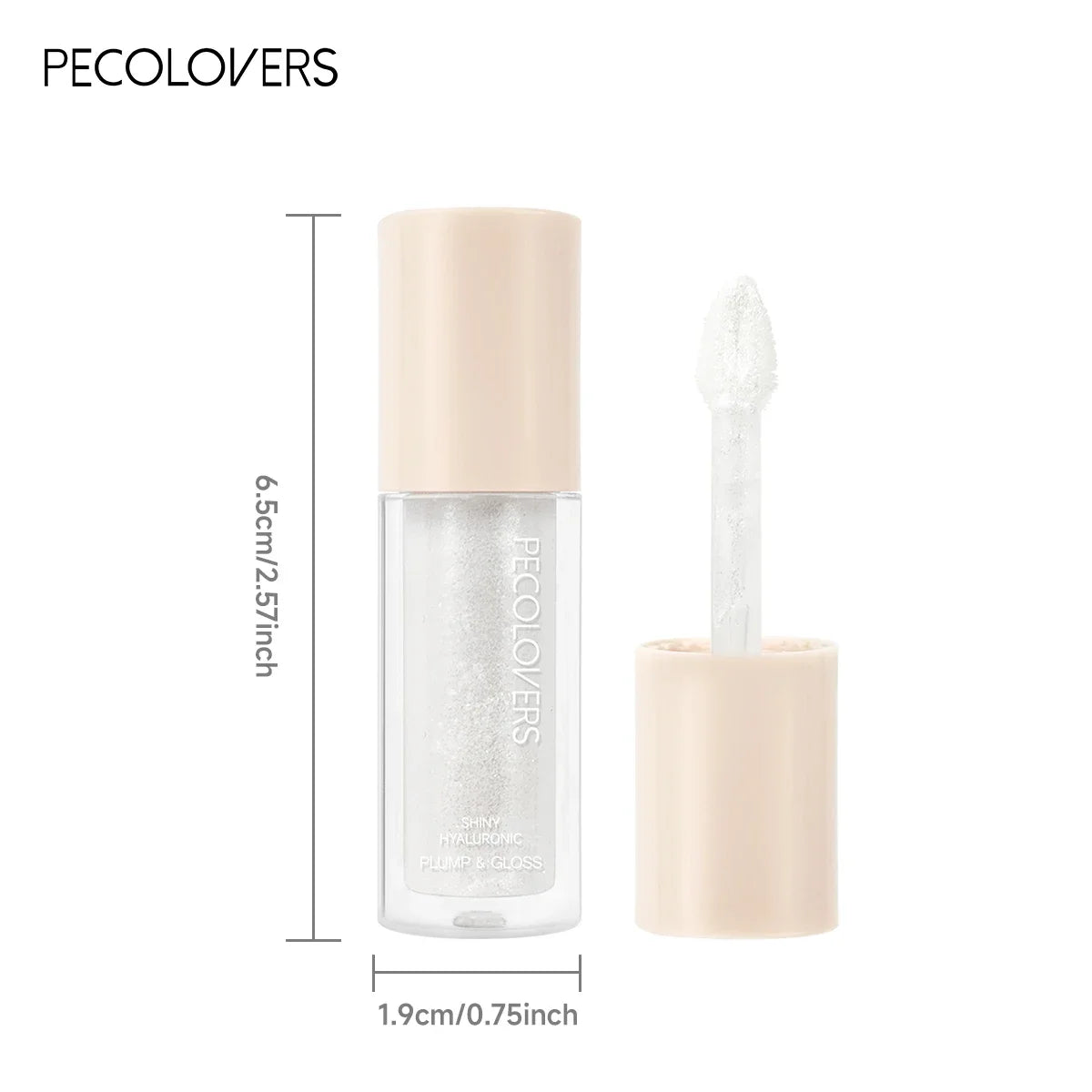Pecolovers moisturizing clear glitter plumping lip gloss with wand applicator for a long-lasting, shiny mirror finish.