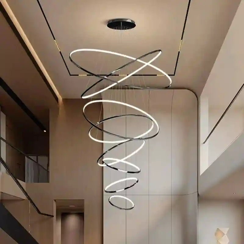 Modern LED Ring Pendant Light for Dining Room | Adjustable Black Finish Tidesmit