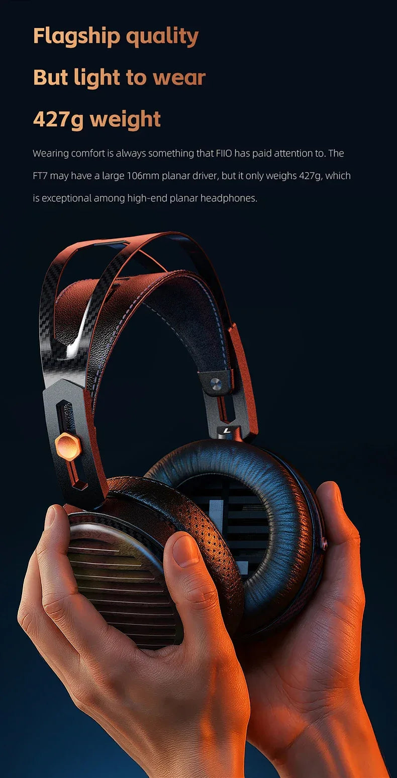 FiiO FT7 Open-Back Planar Headphones 106mm Driver | Tidesmit Tidesmit