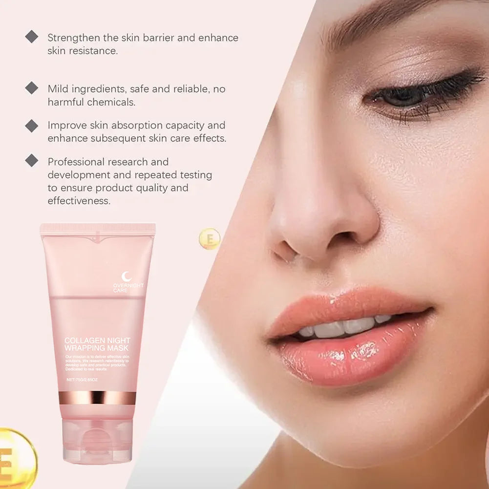 Tidesmit collagen peel-off night mask providing deep hydration and firming benefits for glowing facial skin texture