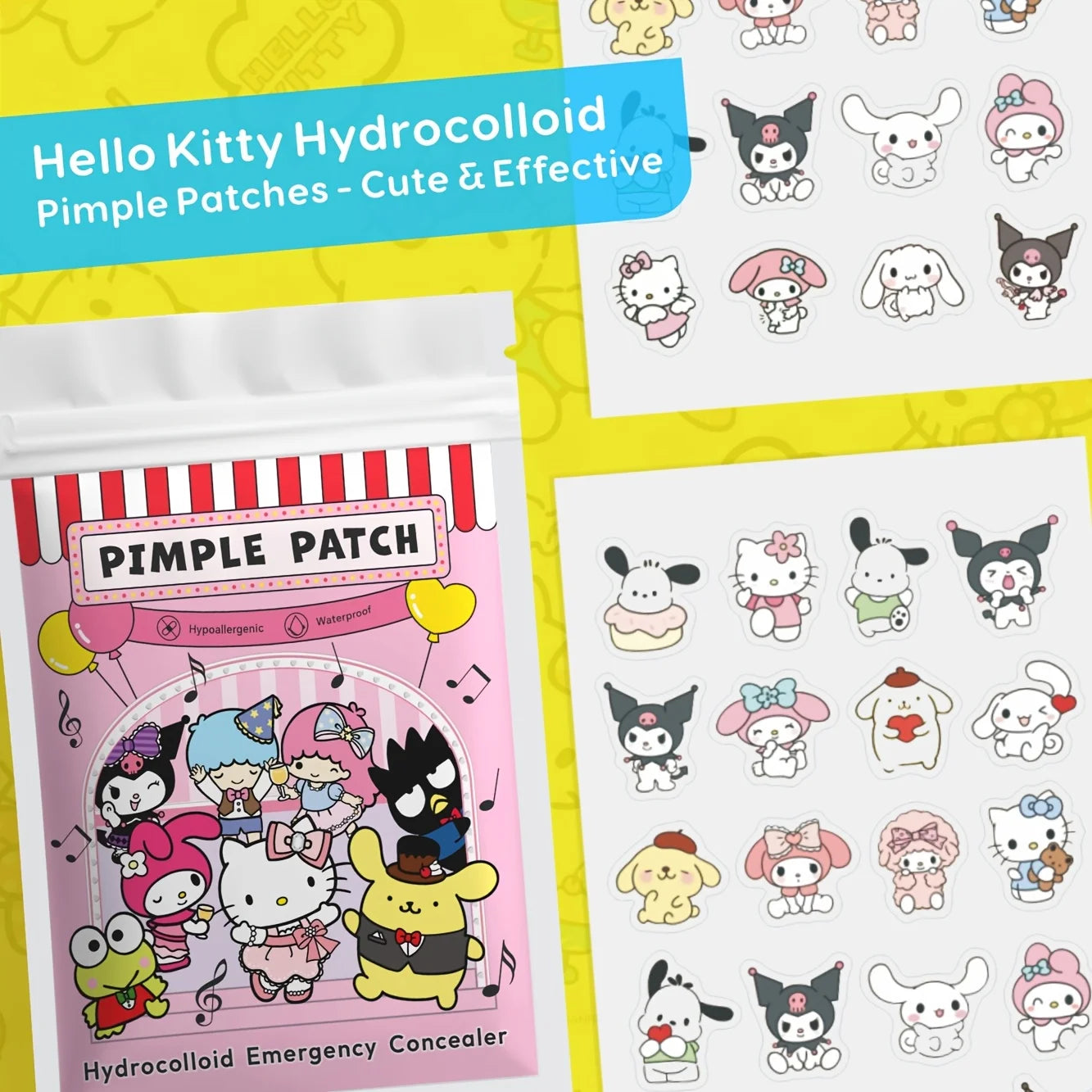 88PCS Sanrio Characters Acne Pimple Patches | Cute Hydrocolloid Spot Stickers for Face & Skin