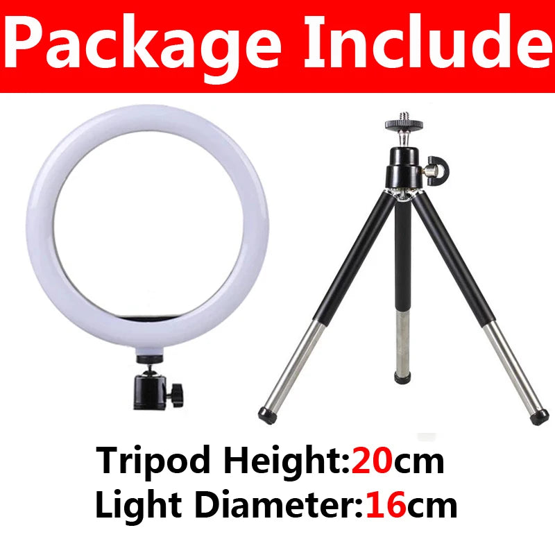 Ring Light with Tripod for YouTube Video Recording - Adjustable LED Lighting B-16cm Tidesmit