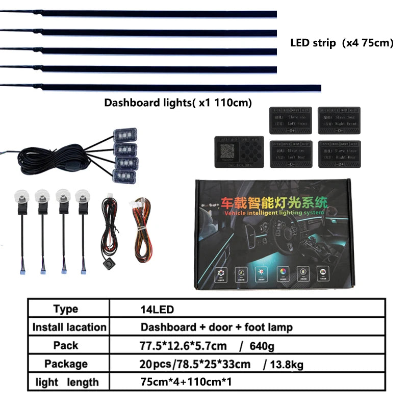 Car Ambient Lighting Kit | 213 Color LED Strip Interior by Tidesmit Tidesmit