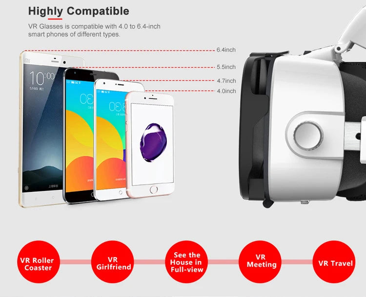 Tidesmit VR Headset for Smartphones with Spatial Audio and Remote Control Tidesmit