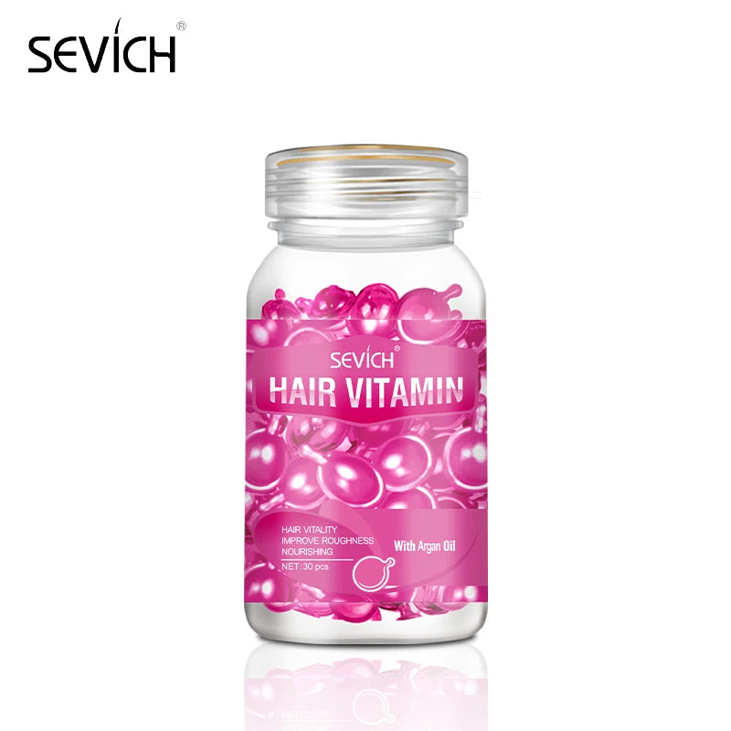Sevich 30pc Hair Vitamin Capsules with Argan Oil and Keratin for Silky, Repaired, and Nourished Damaged Hair Care.