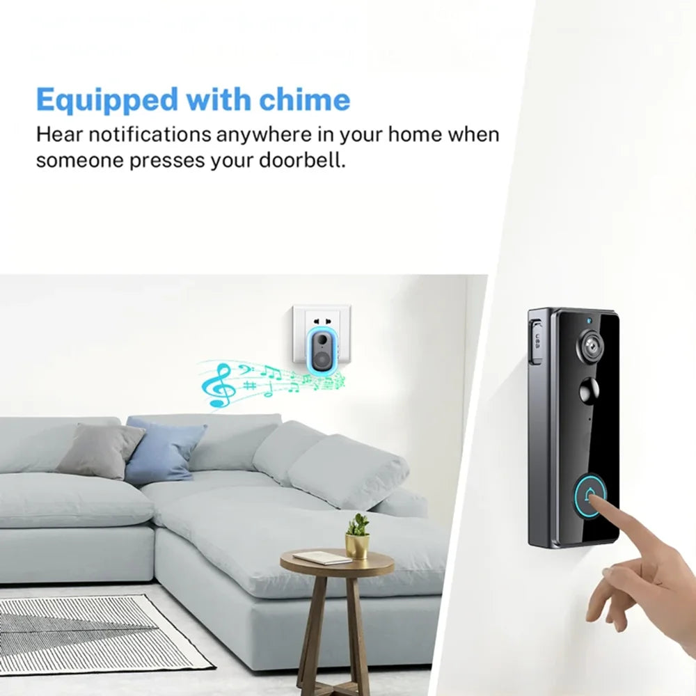Wireless WIFI FHD Tuya Doorbell IP65 Waterproof Video Intercom with Camera for Home Security PIR Motion Detection Night Vision