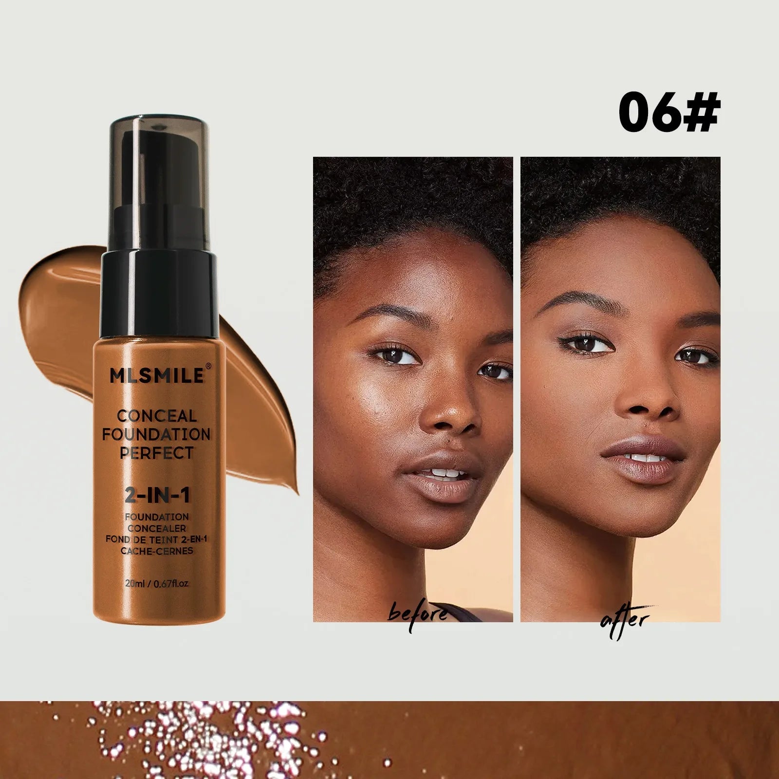 Tidesmit matte liquid foundation for oil control and long-lasting full coverage face makeup texture close-up