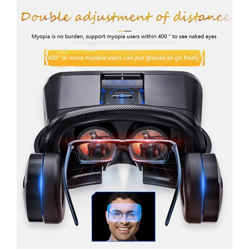 VR Headset for Smartphone – Adjustable 3D Goggles with Wireless Controller Tidesmit