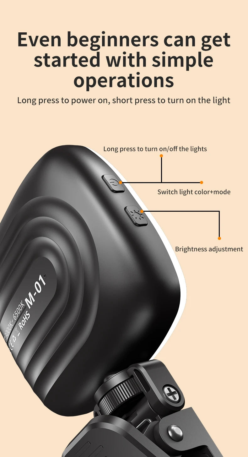 Portable LED Selfie Light - Rechargeable Video Lighting for Content Creation Tidesmit