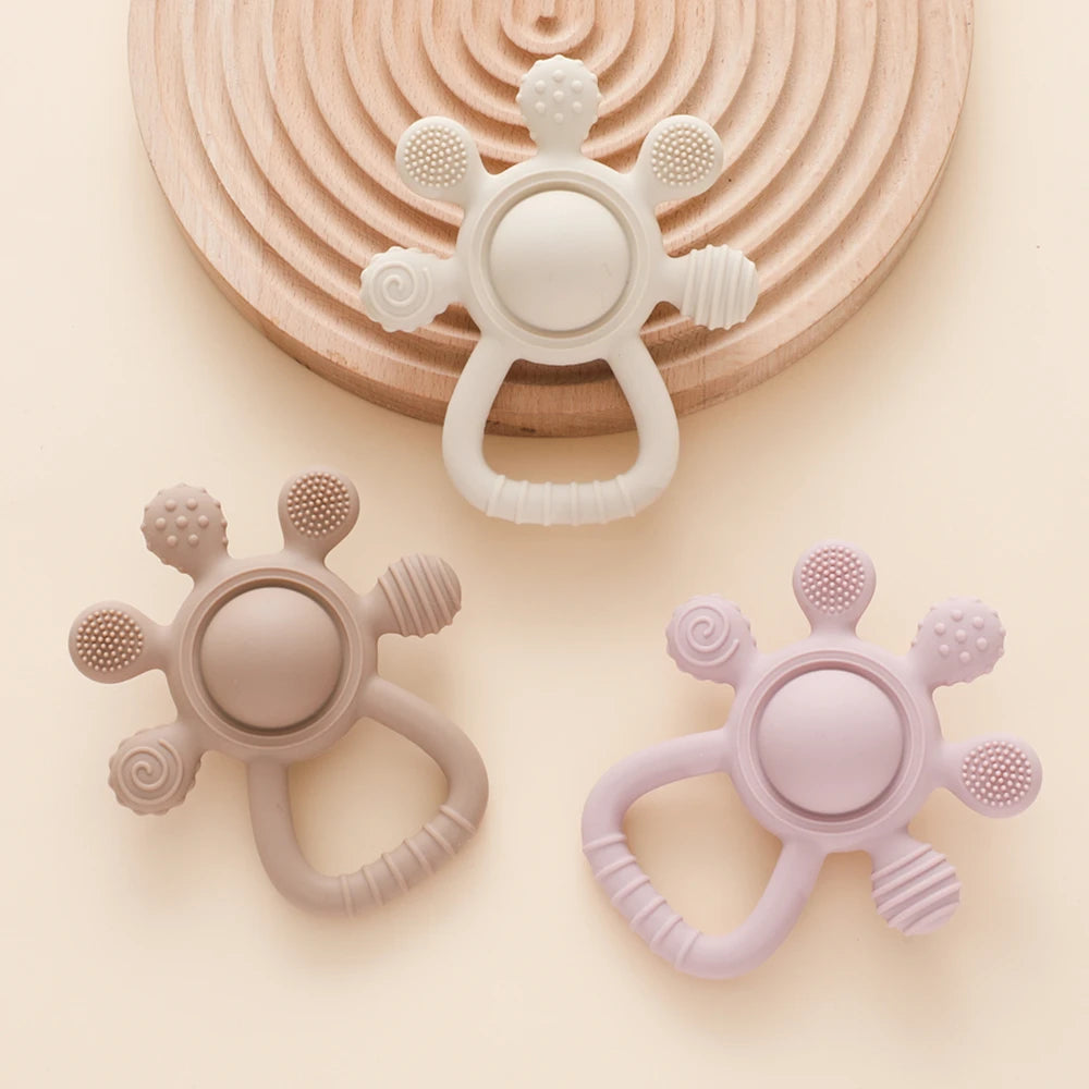 Baby BPA Free Silicone Teether Toy Rattle Silicone Teething for Teeth Newborn Accessories Food Grade Infant Soothing Nusing Toys