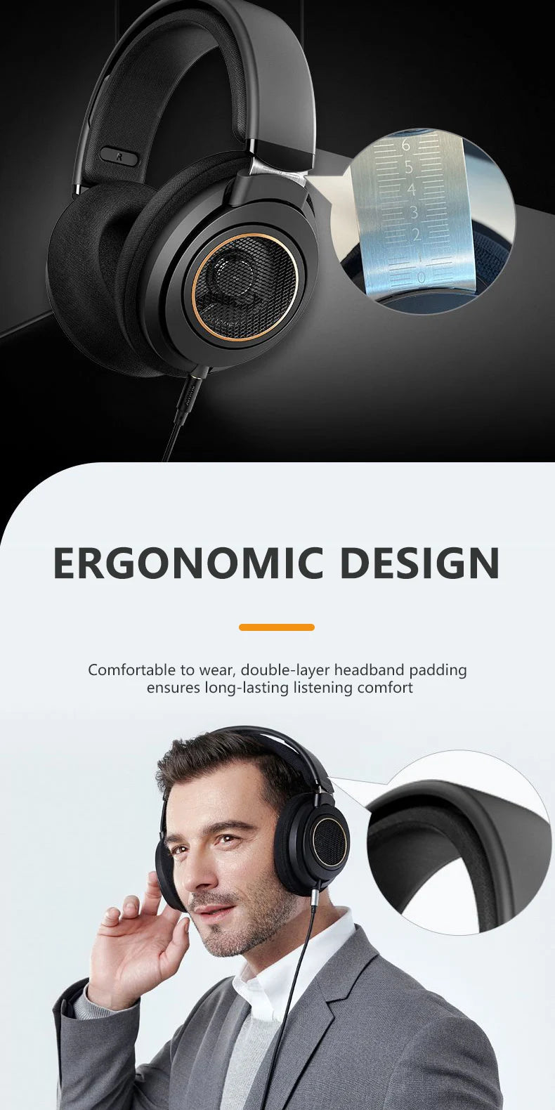Wired Open-Back Studio Headphones for Professional Monitoring - Black Tidesmit
