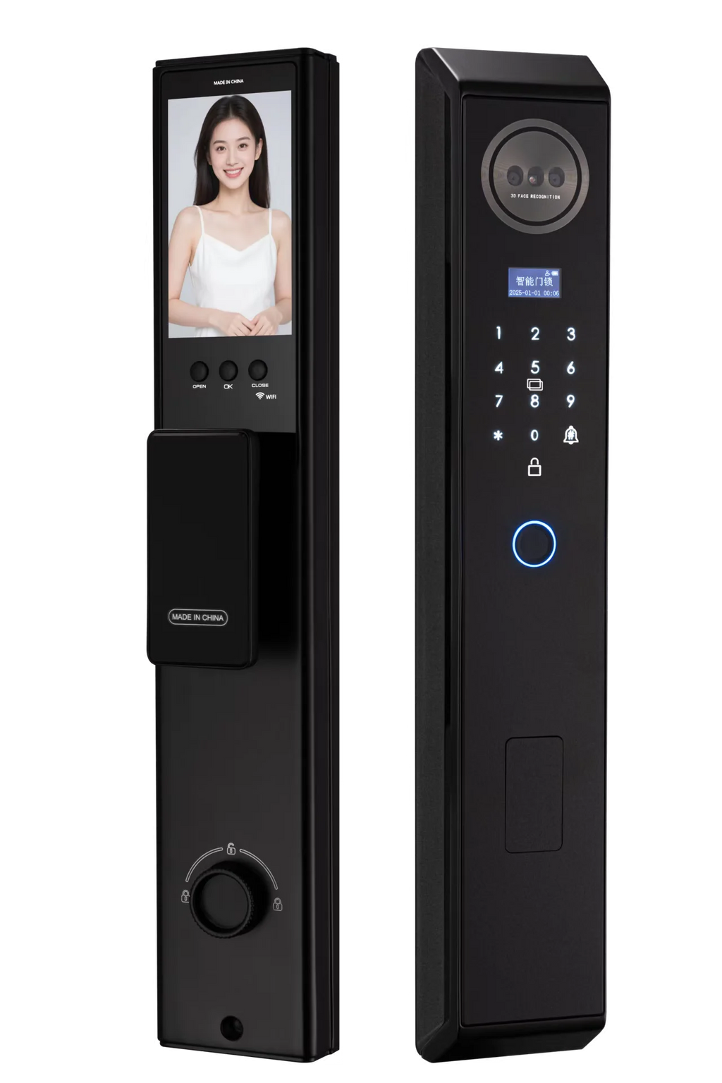 Smart lock with Camera 3D Facial Recognition Electronic Door Lock with Visual Doorbell for Video Surveillance