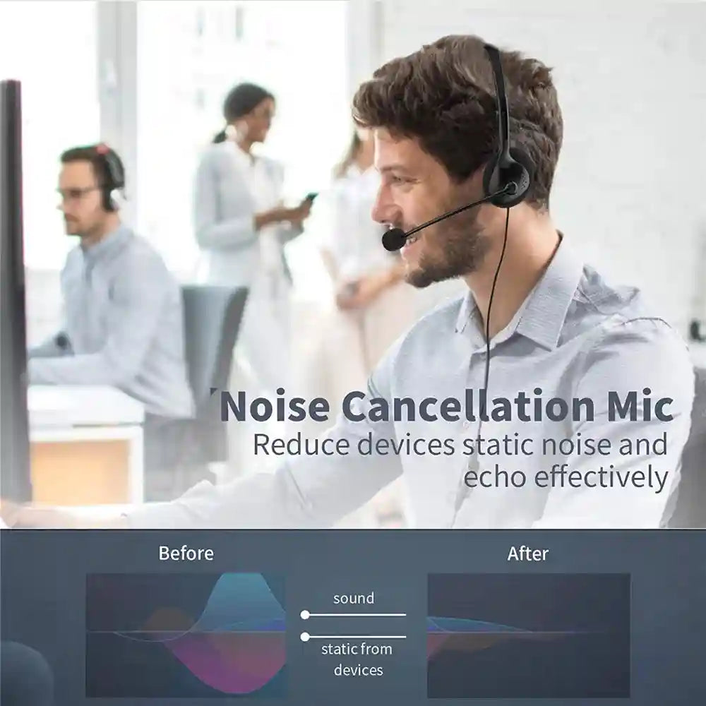 Gaming Headset with Noise-Cancelling Mic - Over-Ear Wired Black Tidesmit