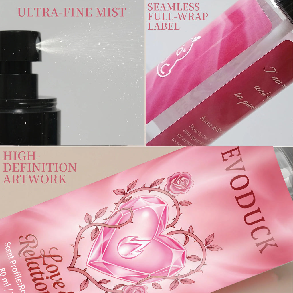Evoduck Rose & Jasmine body fragrance mist for women. 2.7 oz long-lasting, travel-size scent in a slim spray bottle.