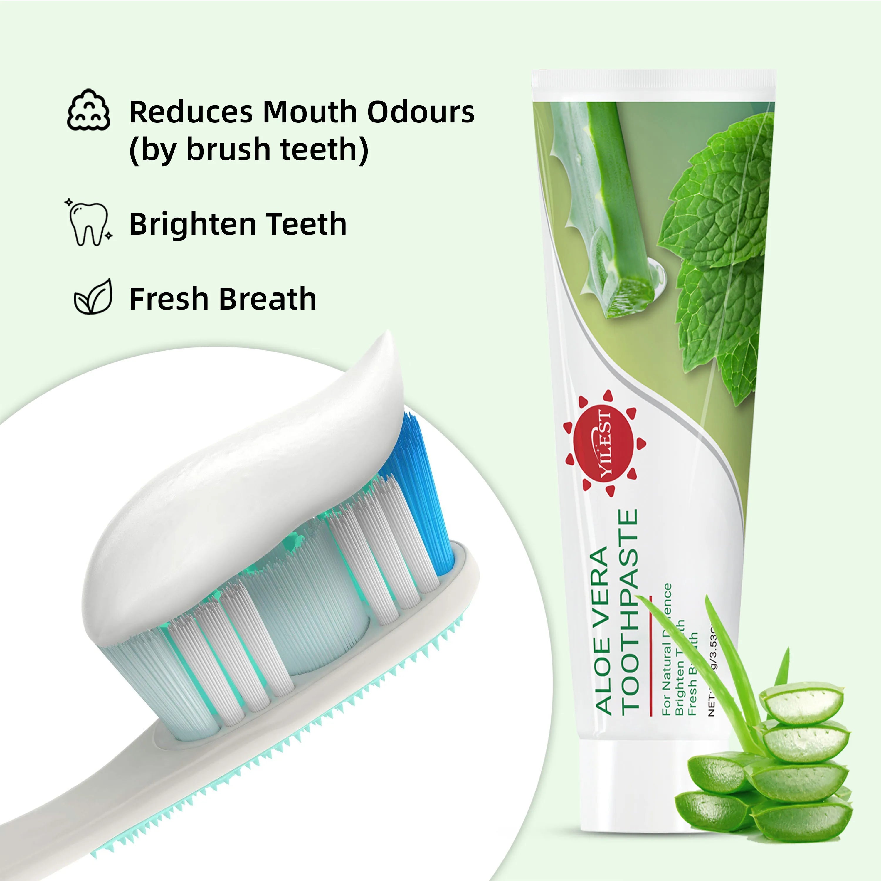 Tidesmit Aloe Vera toothpaste with peppermint extract for natural teeth whitening and gum health