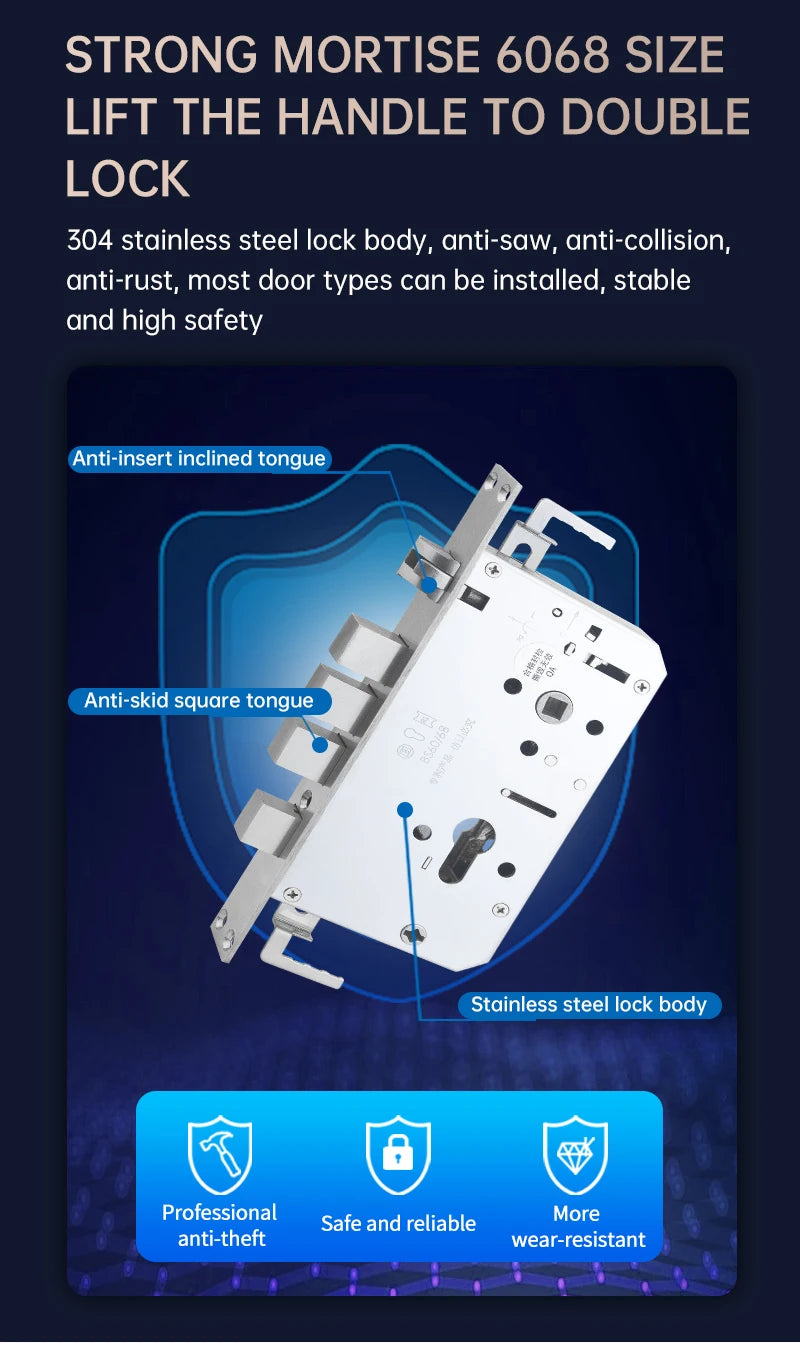 2026 Tuya Wifi Golden Video 3D Face Recognition Fingerprint Digital Smart Door Lock From Alibaba Certification Factory