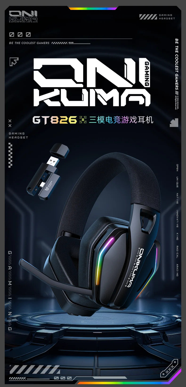 Tidesmit GT826 Wireless Over-Ear Gaming Headphones with Bluetooth 5.3 Tidesmit