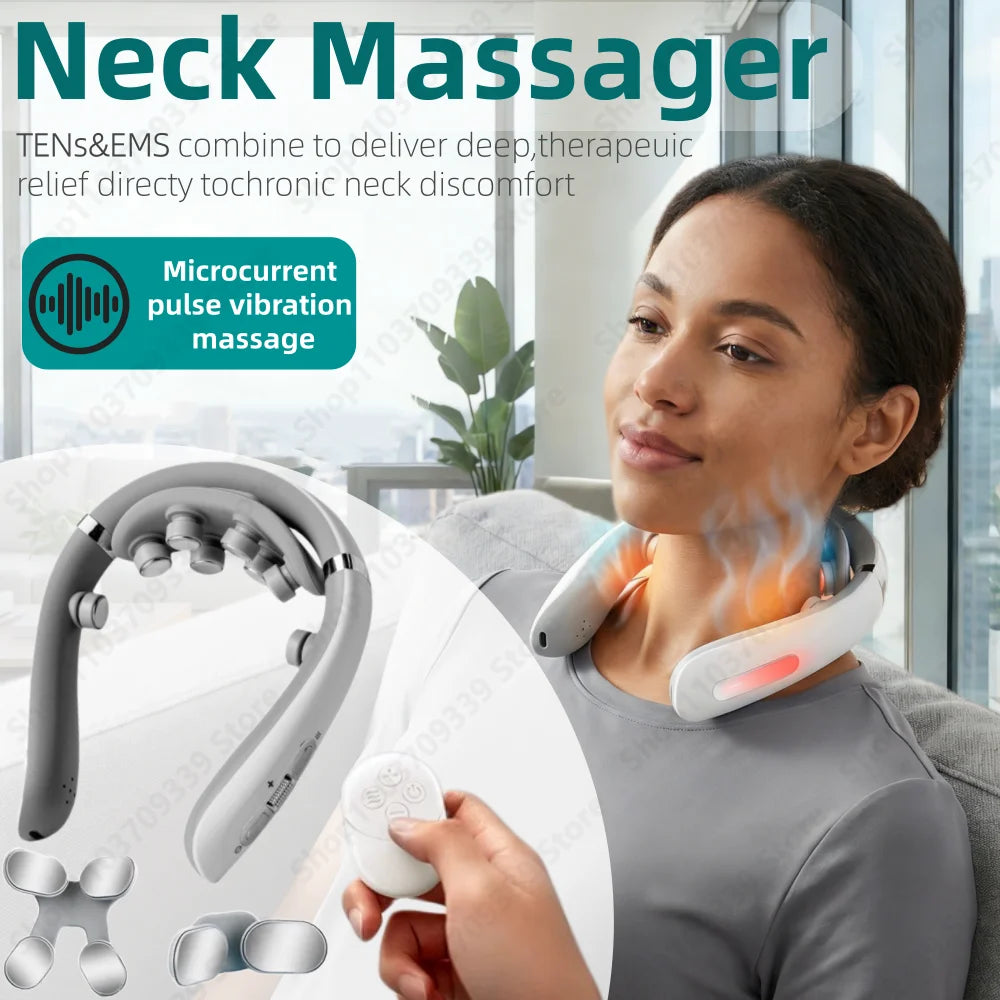 Electric Neck Massager with Heat and Shiatsu Therapy - Tidesmit White Relaxation Treatment Tidesmit
